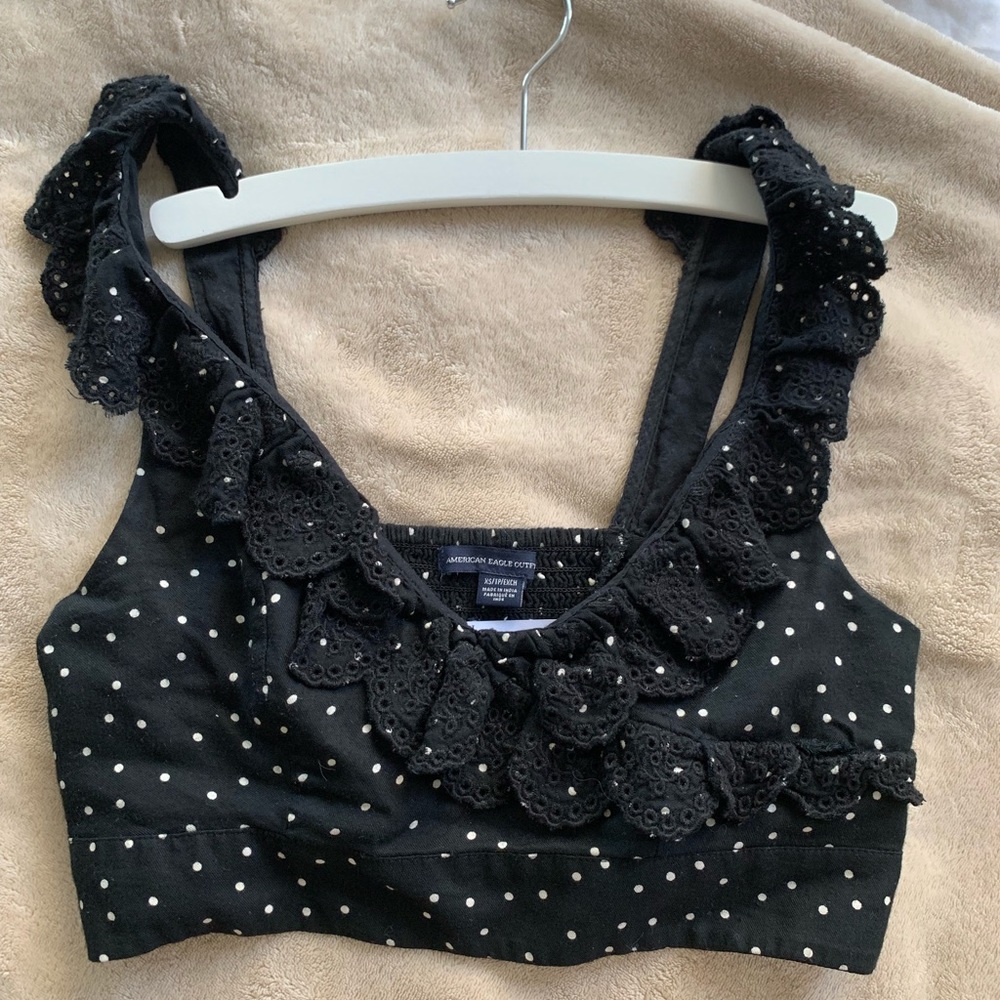 AMERICAN EAGLE black polka dot top